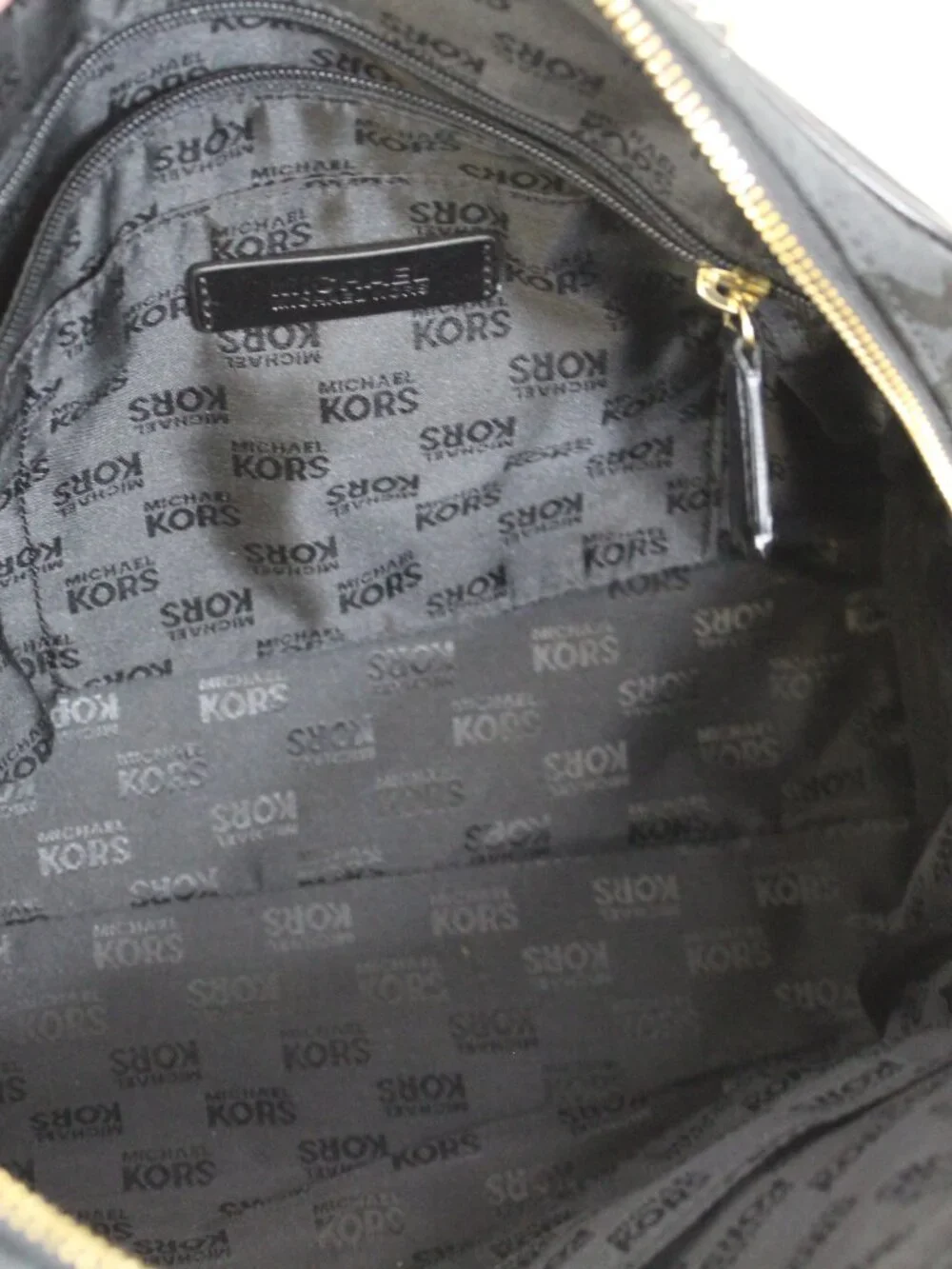 Michael Kors Black‎ Logo Satchel Canvas Leather Crossbody Bag Gold Hardware